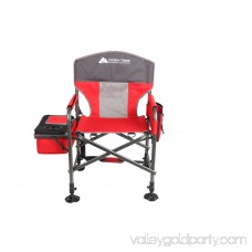 Ozark Trail Director Style Fishing Chair with Side Cooler and Cup Holder, Red 566201541